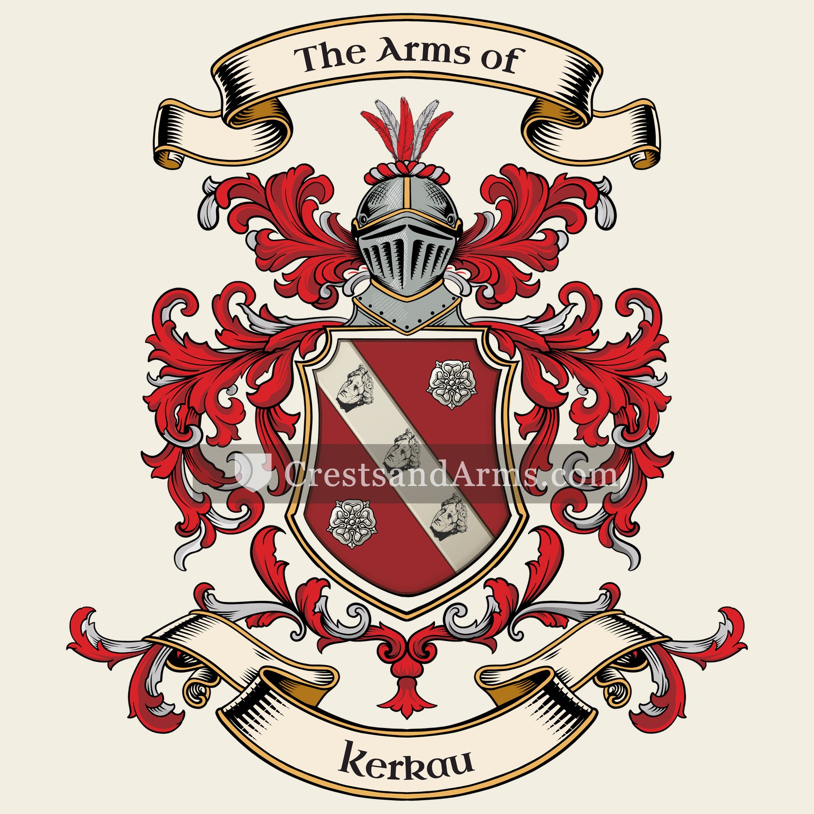 The Kerkau coat of arms, drawn from the recorded blazon