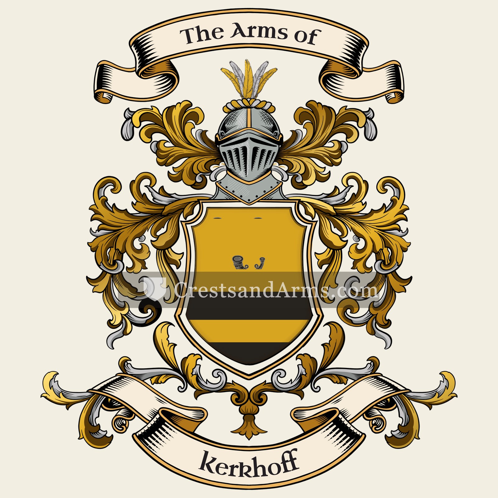 The Kerkhoff coat of arms, drawn from the recorded blazon