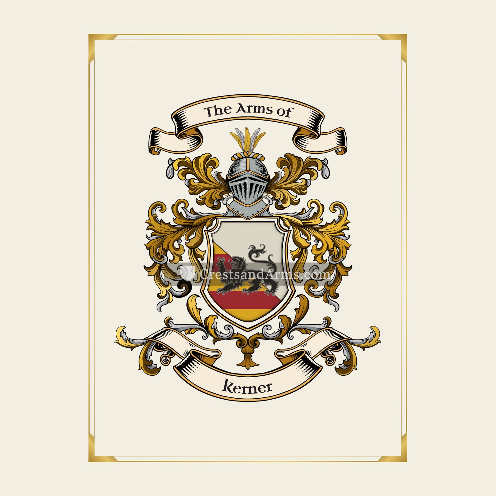 With gold border