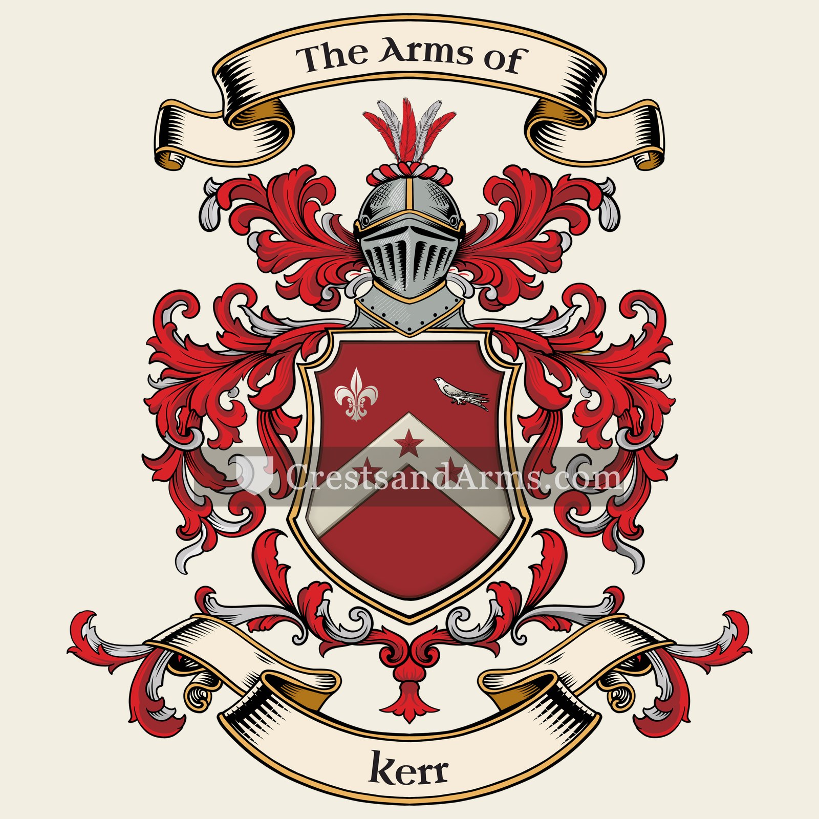 The Kerr coat of arms, drawn from the recorded blazon