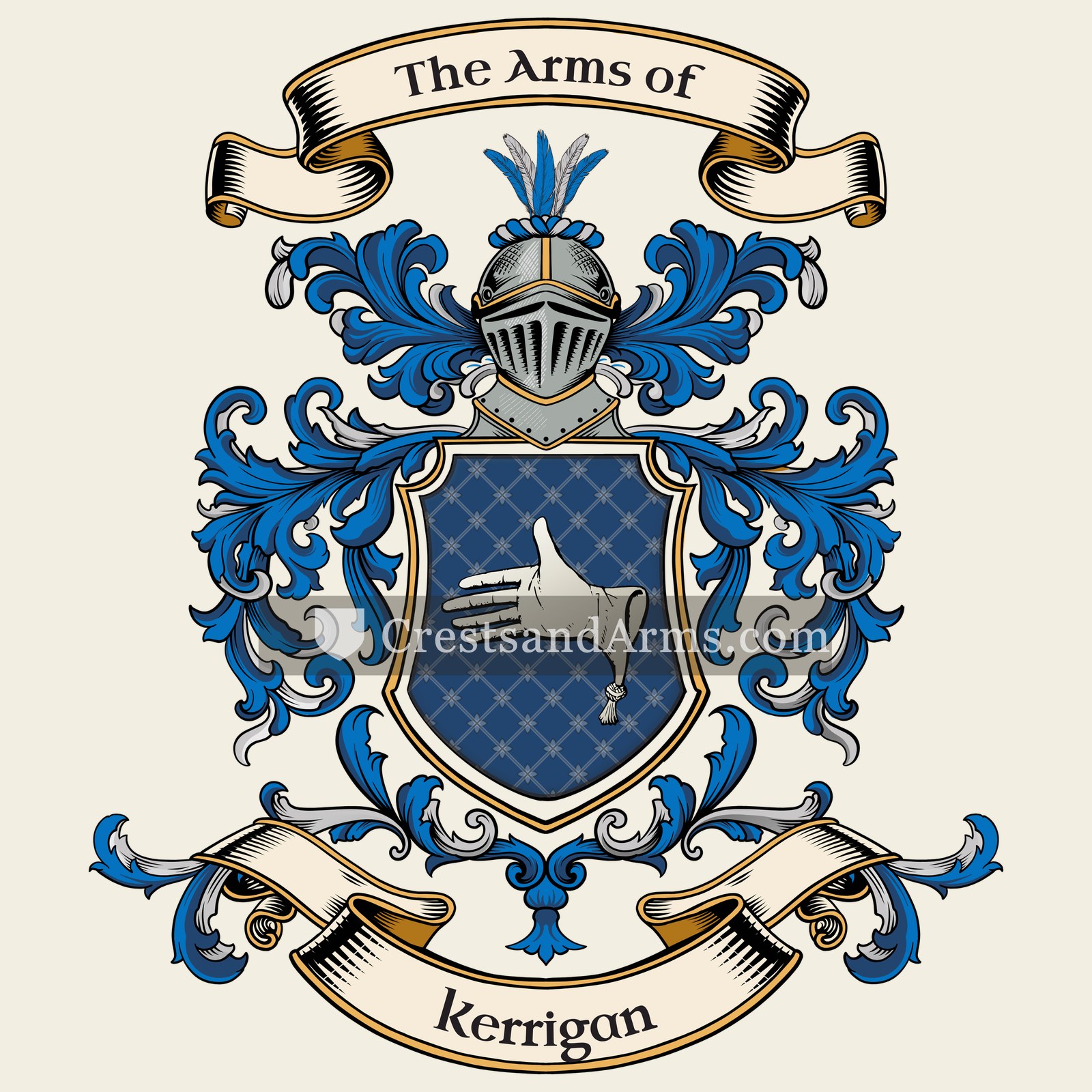 The Kerrigan coat of arms, drawn from the recorded blazon