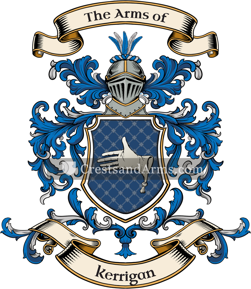 The Kerrigan coat of arms, drawn from the recorded blazon