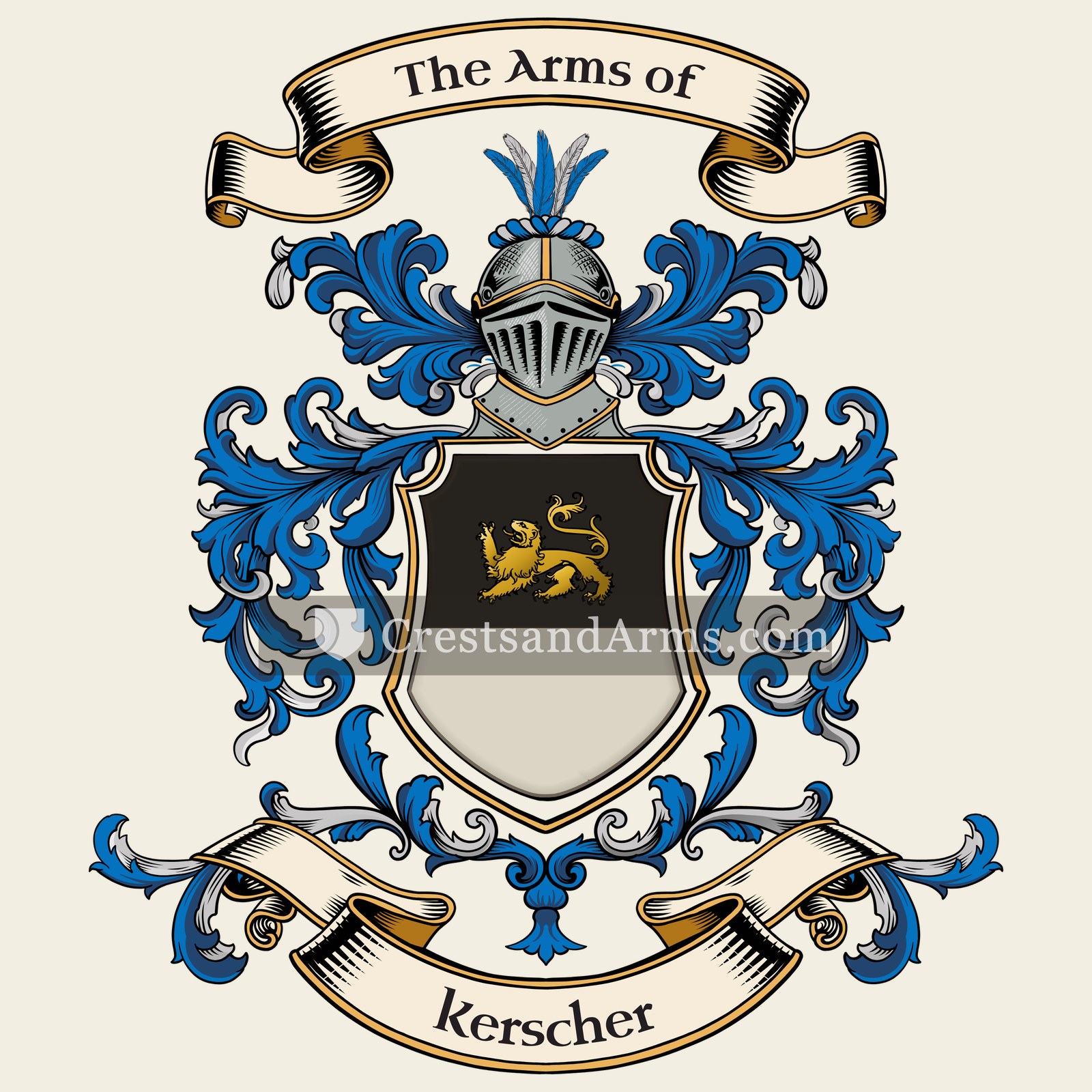 The Kerscher coat of arms, drawn from the recorded blazon