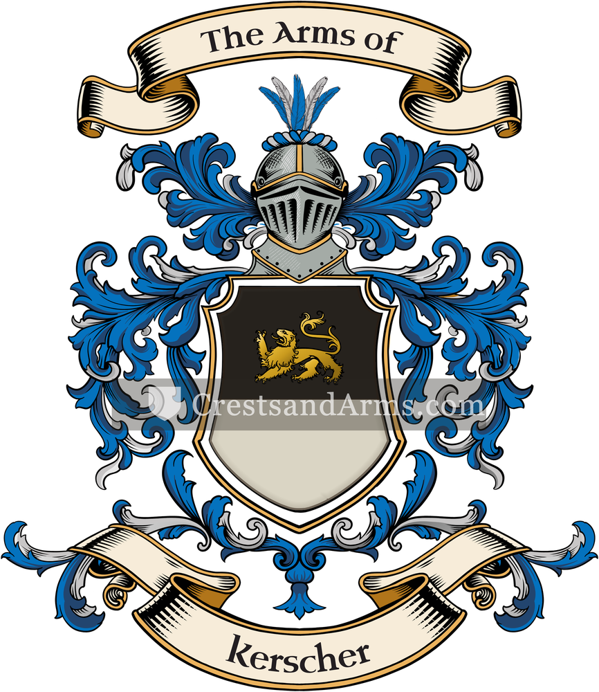 The Kerscher coat of arms, drawn from the recorded blazon