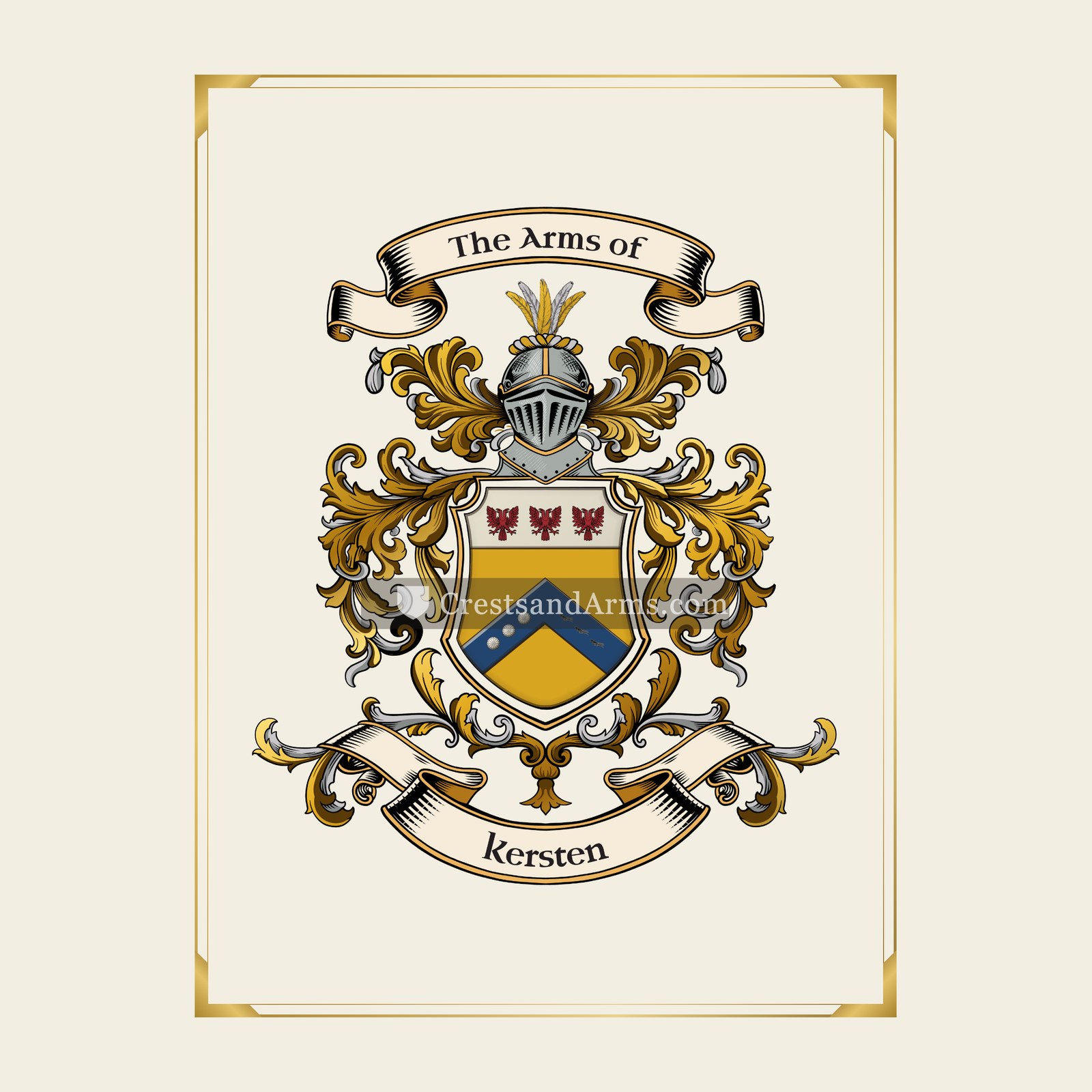 With gold border