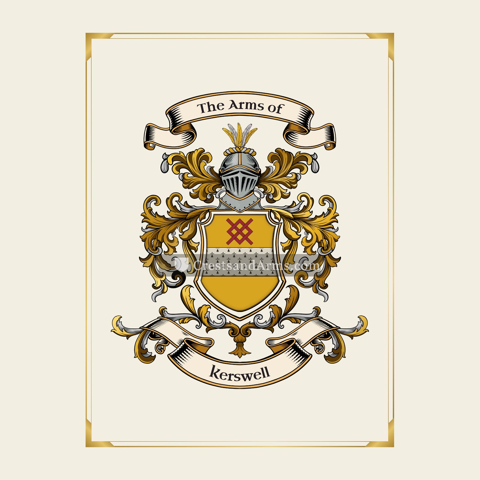 With gold border