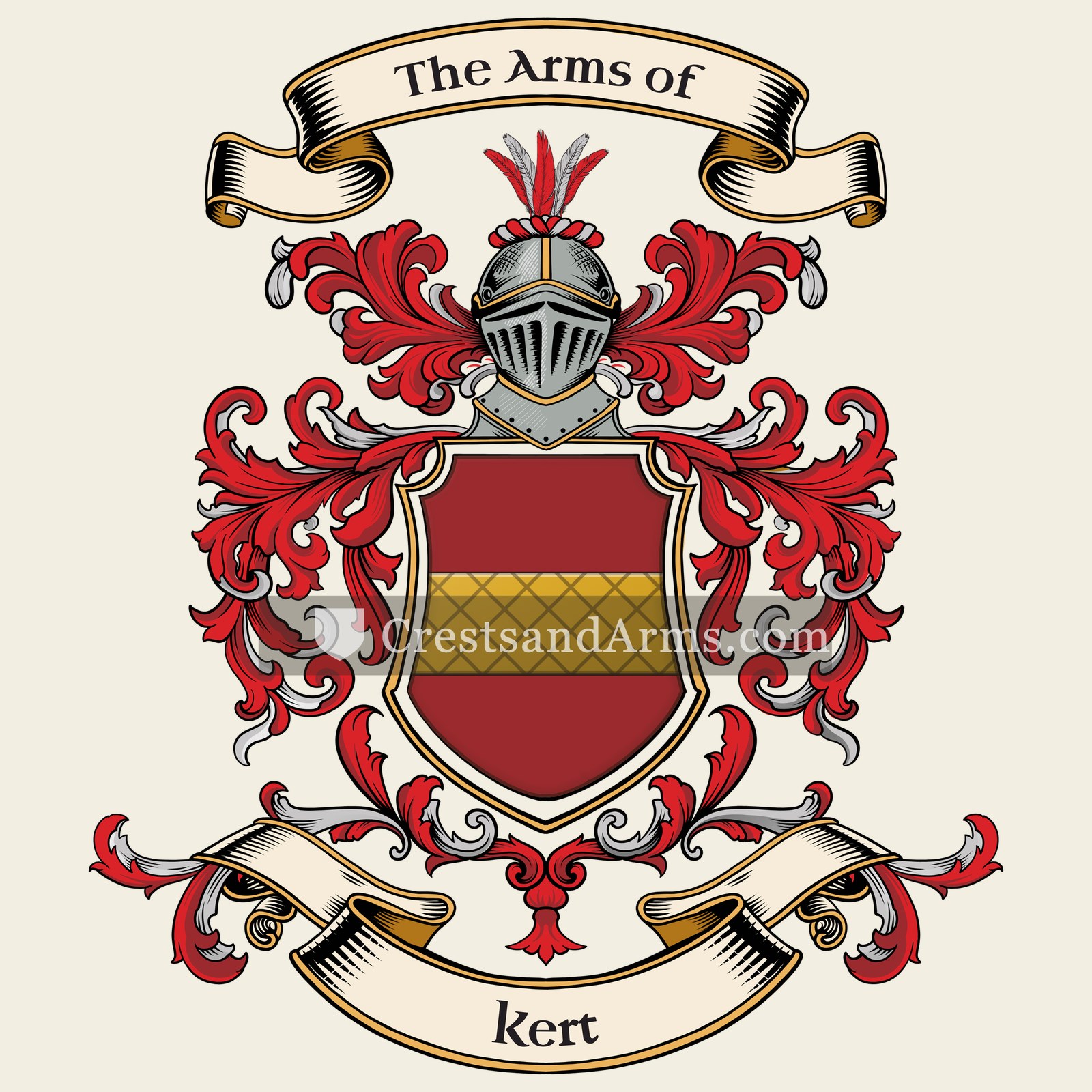 The Kert coat of arms, drawn from the recorded blazon