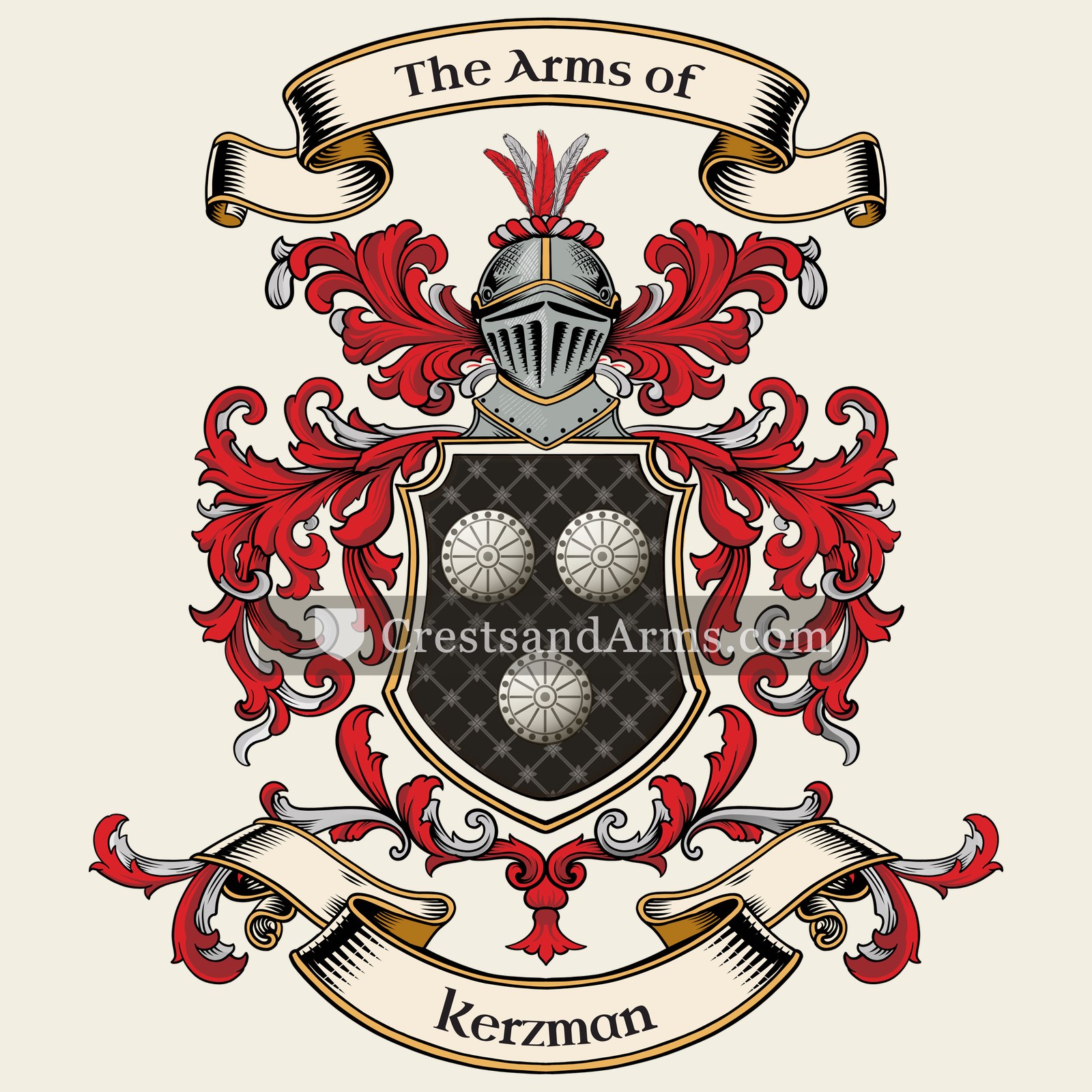 The Kerzman coat of arms, drawn from the recorded blazon