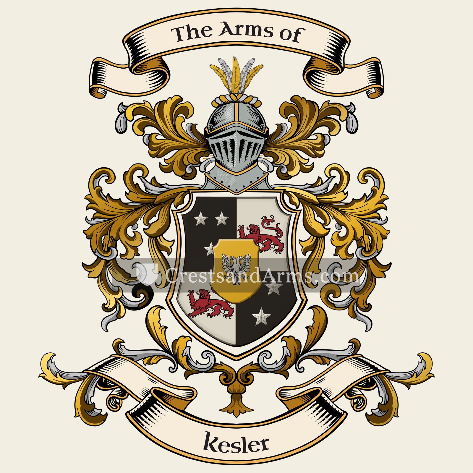 The Kesler coat of arms, drawn from the recorded blazon