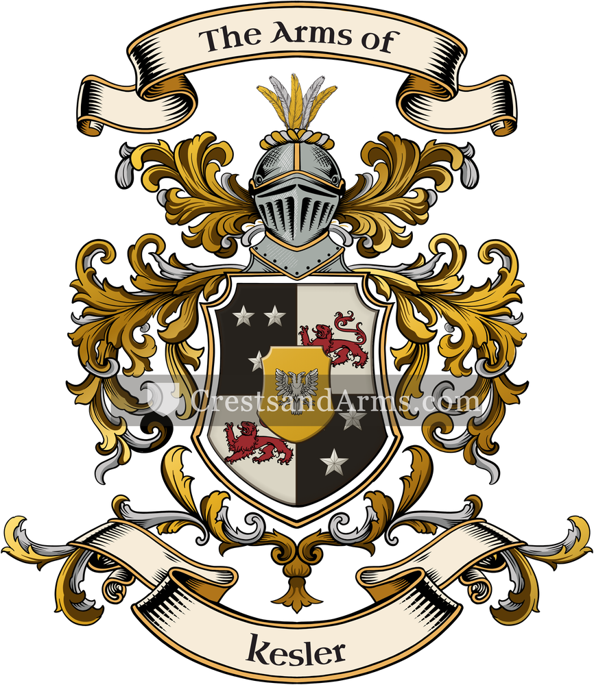 The Kesler coat of arms, drawn from the recorded blazon