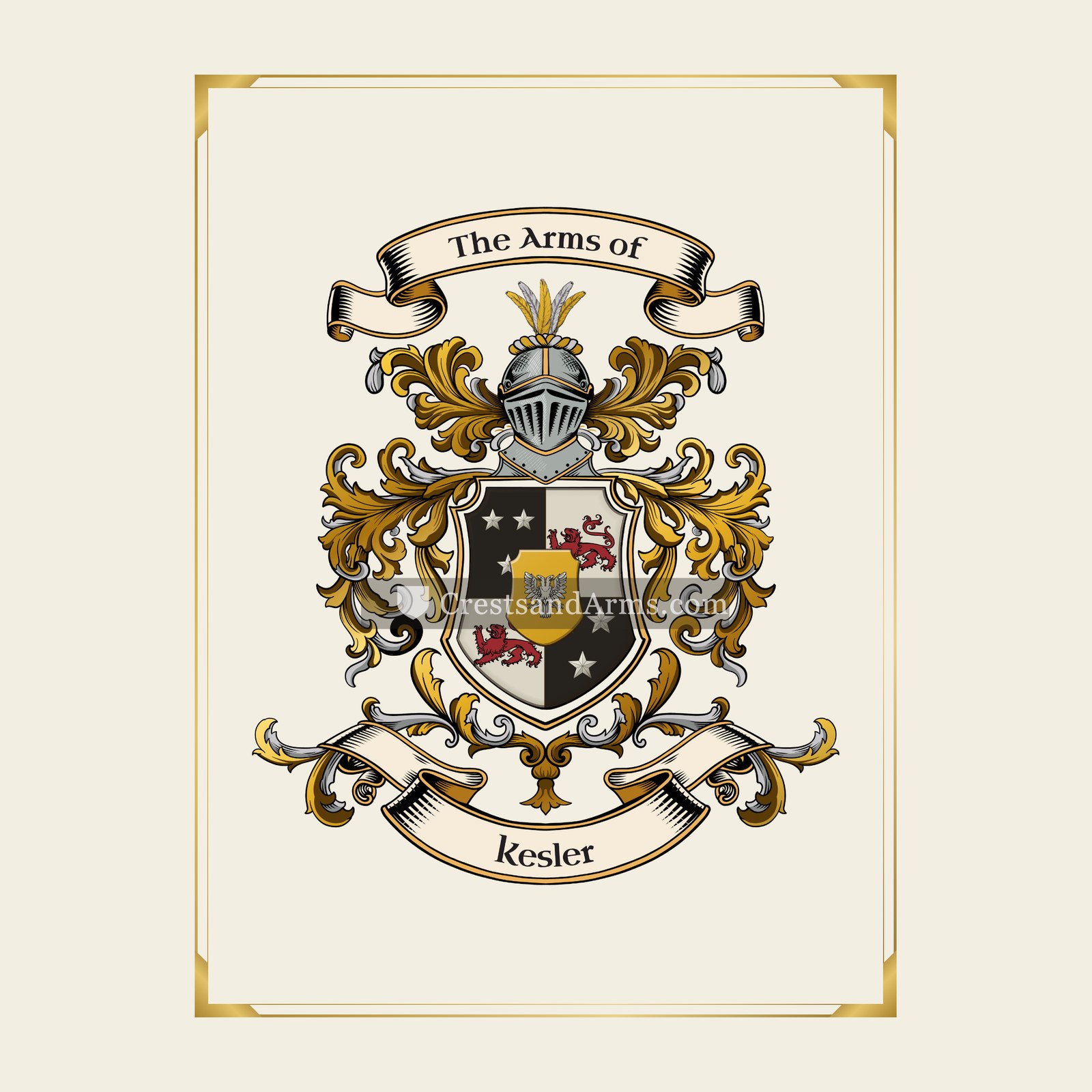 With gold border