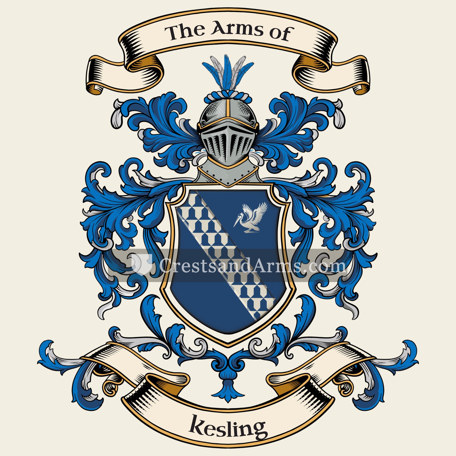 The Kesling coat of arms, drawn from the recorded blazon
