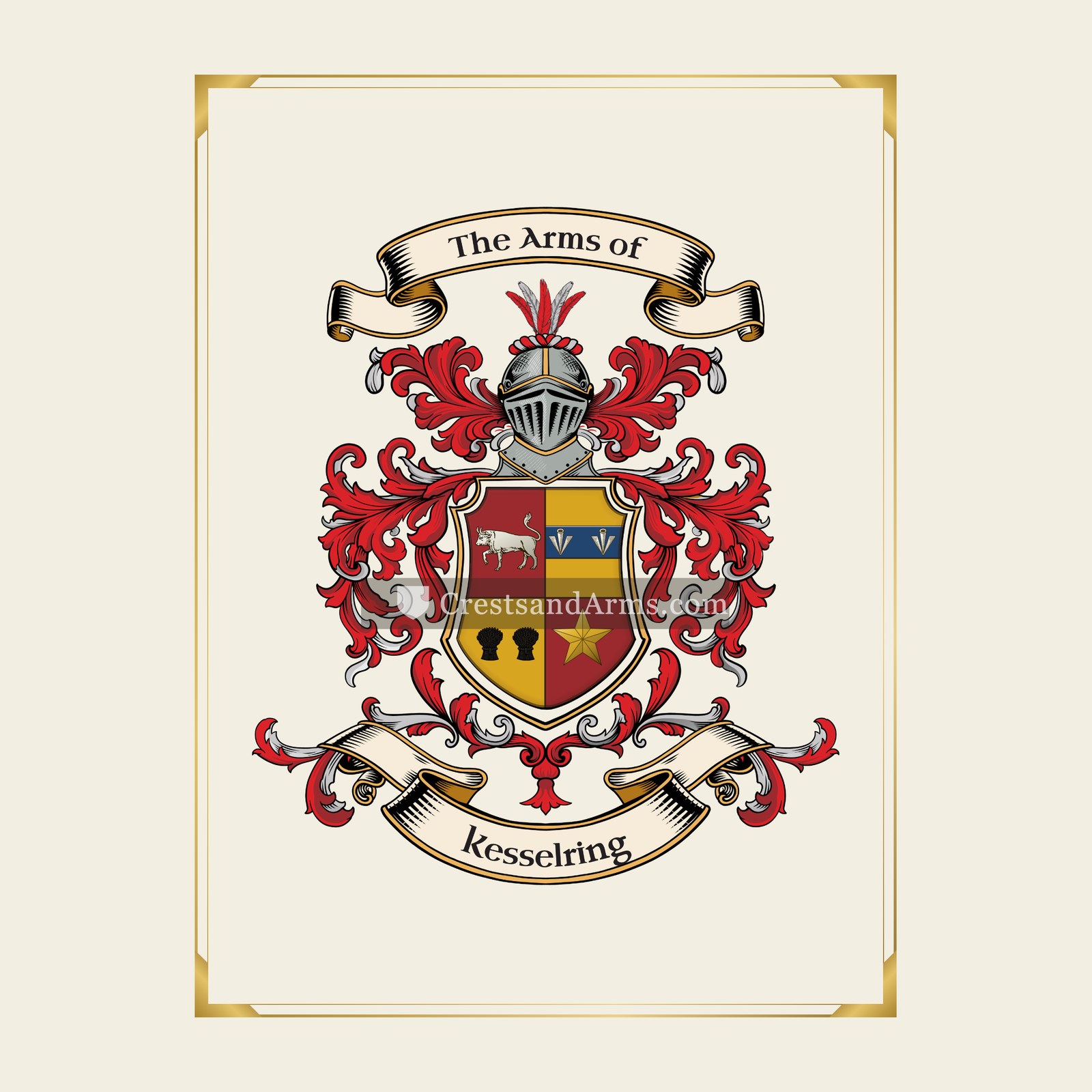With gold border