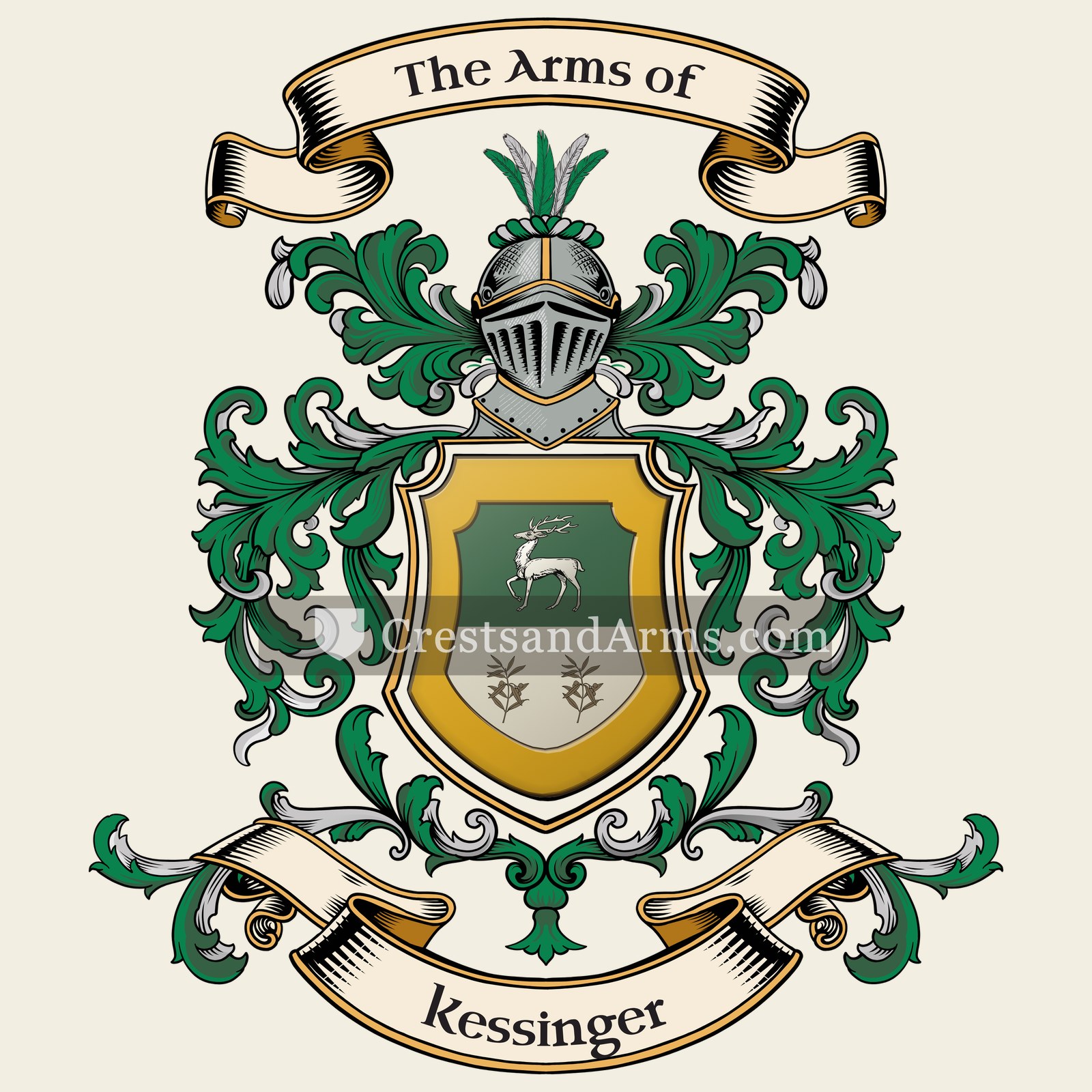 The Kessinger coat of arms, drawn from the recorded blazon