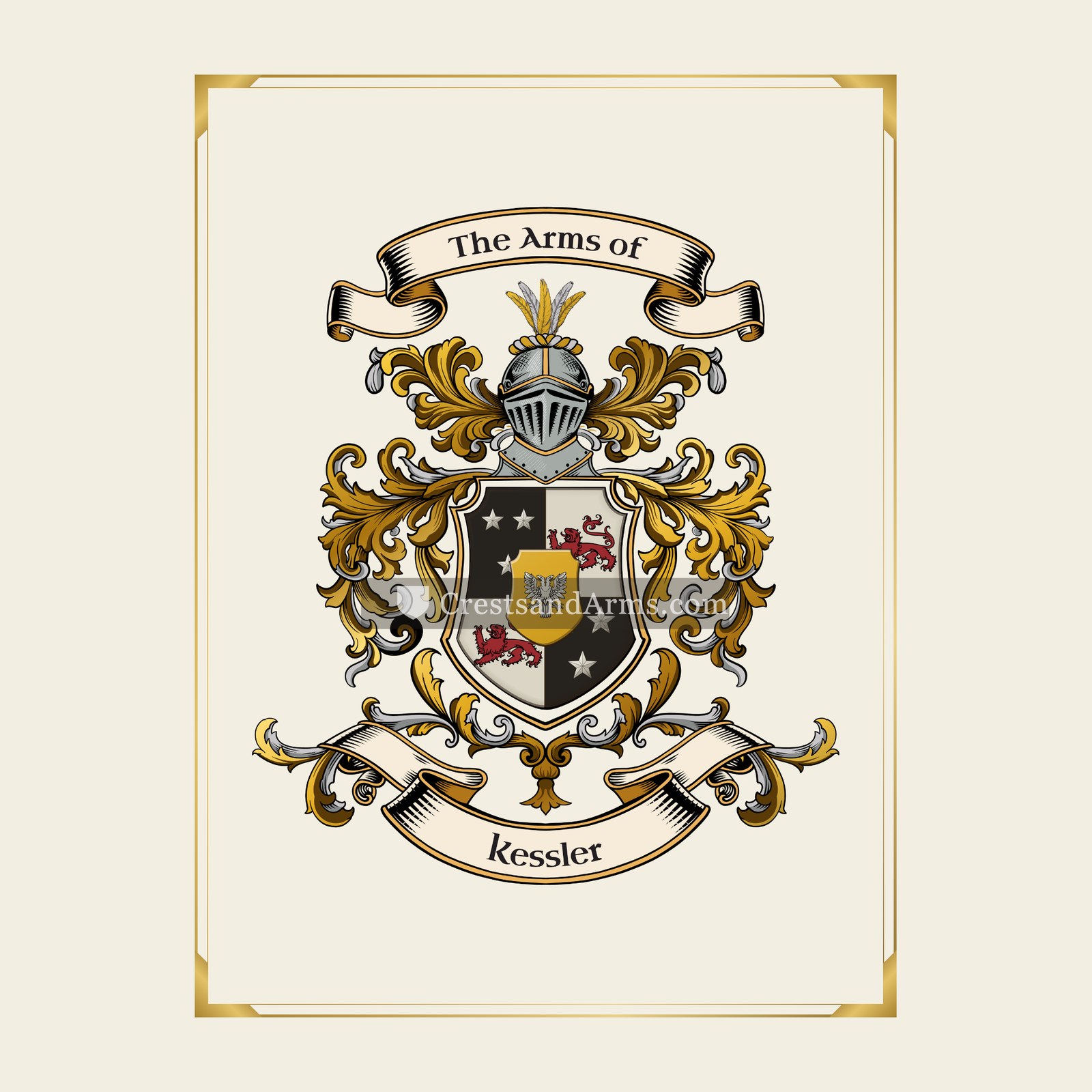 With gold border