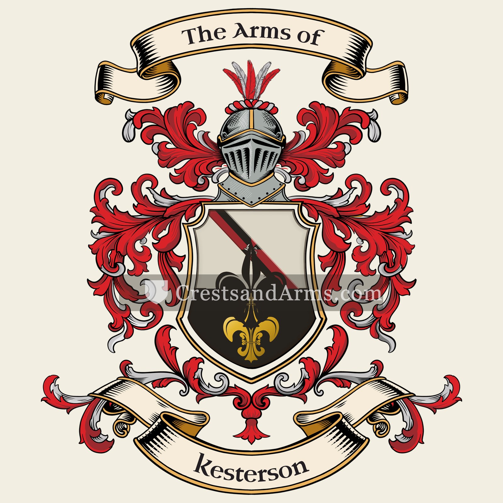 The Kesterson coat of arms, drawn from the recorded blazon