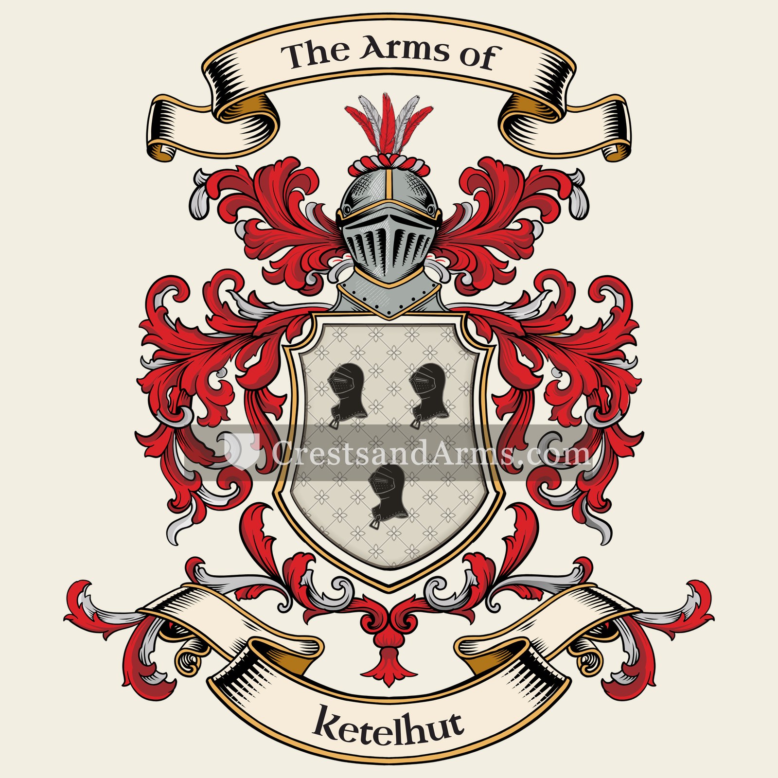The Ketelhut coat of arms, drawn from the recorded blazon