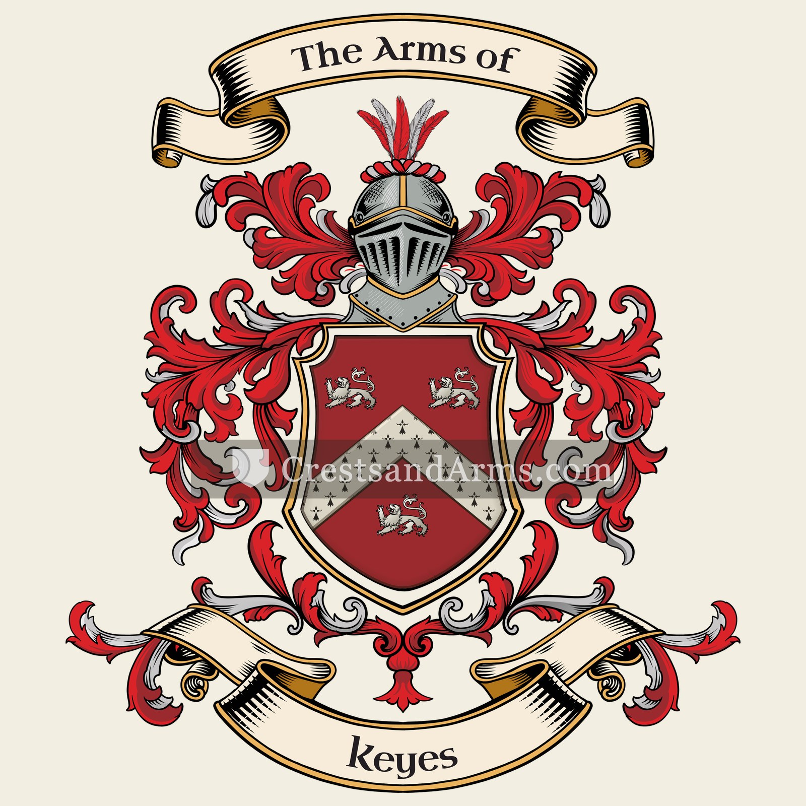 The Keyes coat of arms, drawn from the recorded blazon