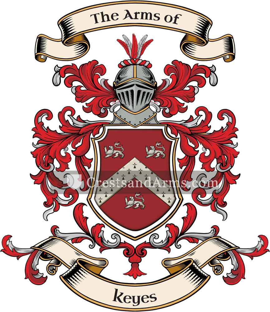 The Keyes coat of arms, drawn from the recorded blazon