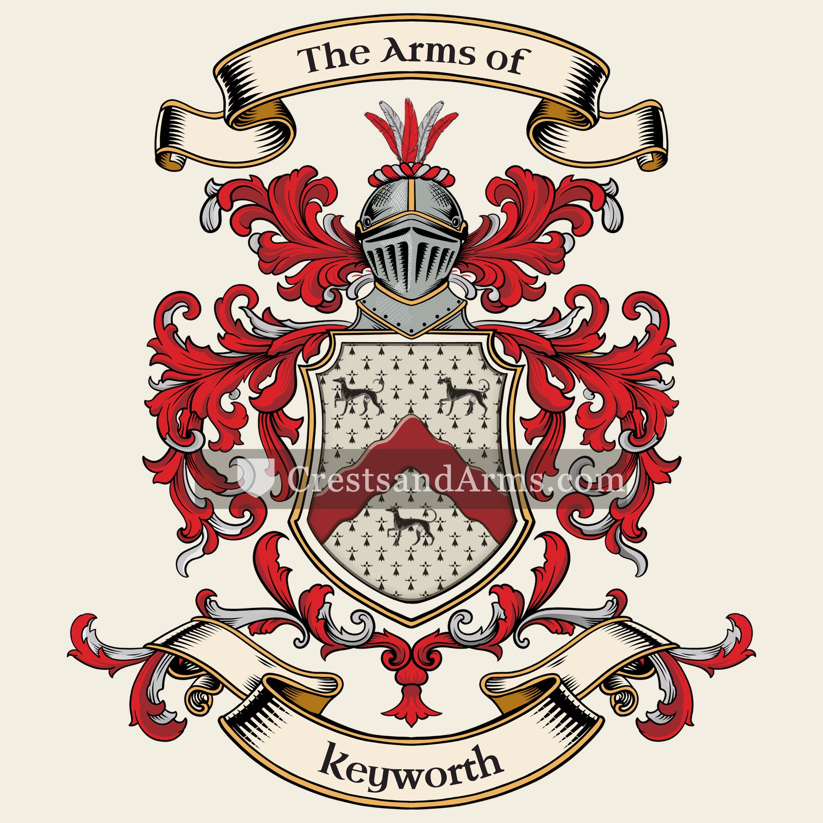 The Keyworth coat of arms, drawn from the recorded blazon