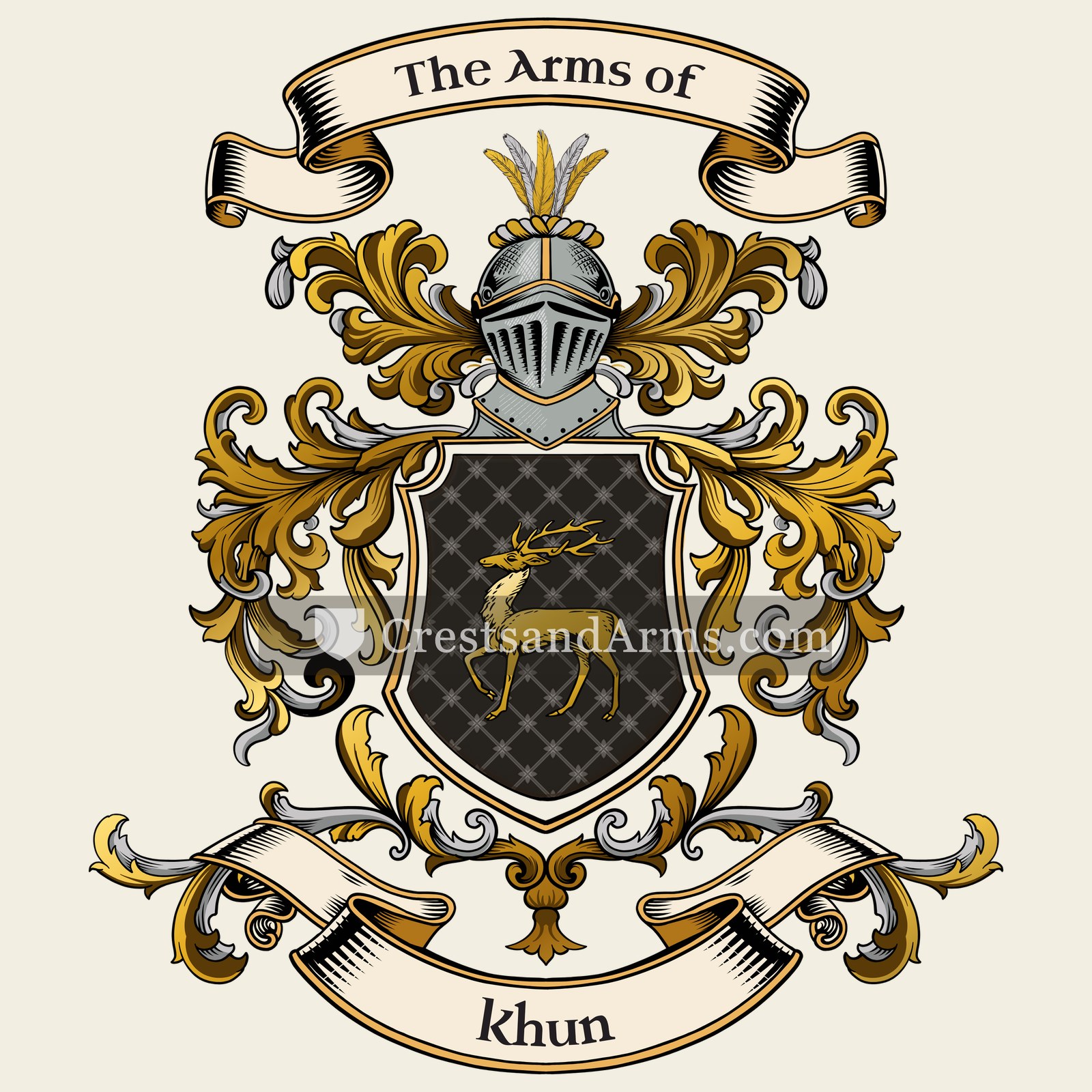 The Khun coat of arms, drawn from the recorded blazon