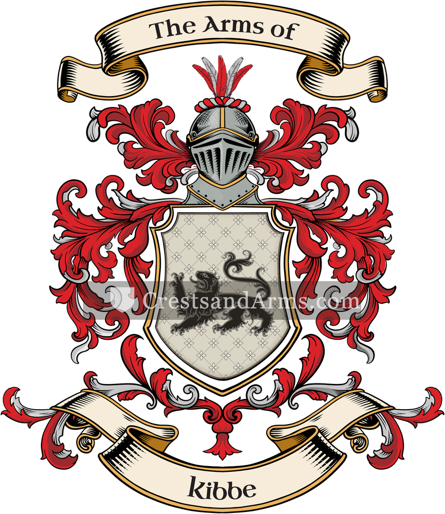 The Kibbe coat of arms, drawn from the recorded blazon