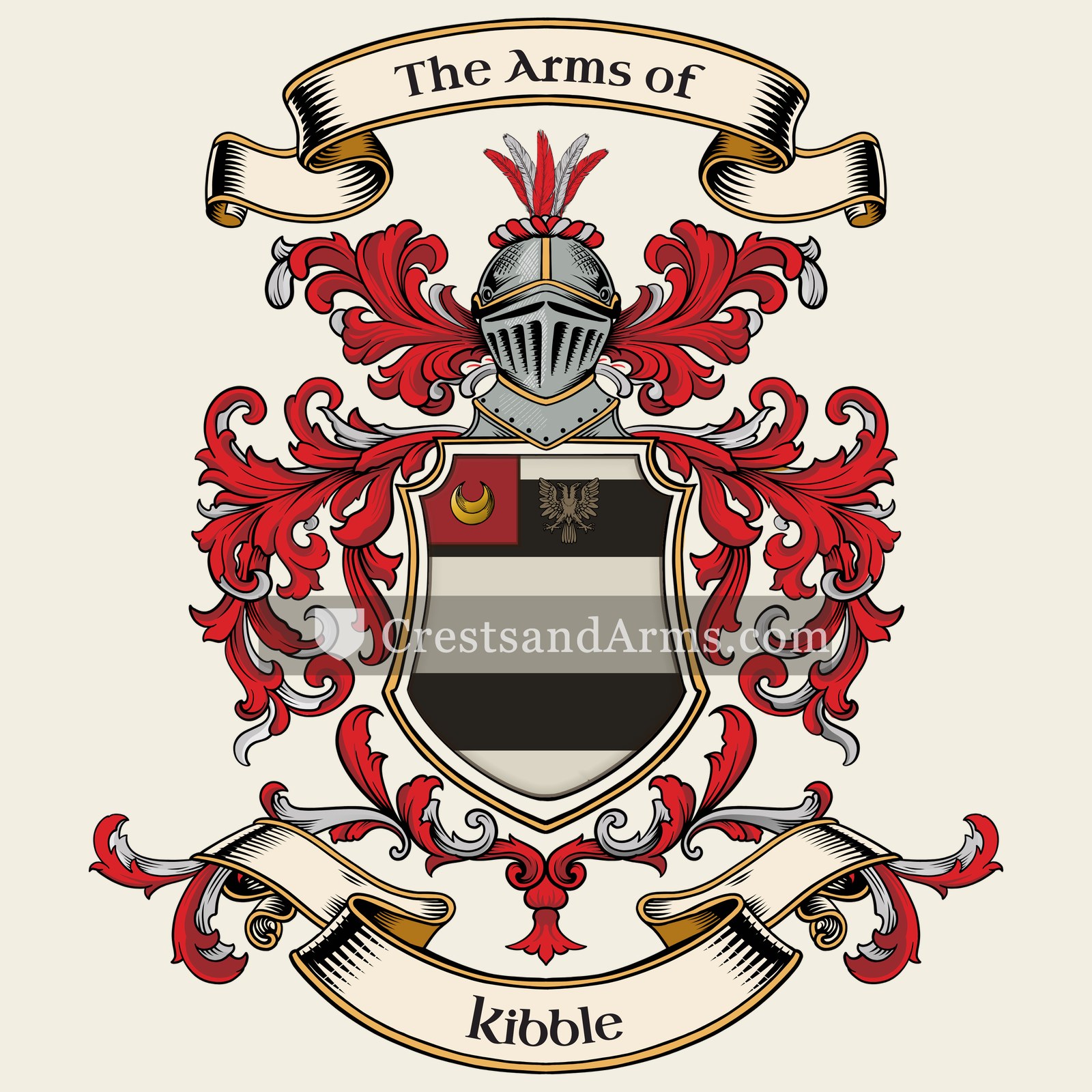 The Kibble coat of arms, drawn from the recorded blazon