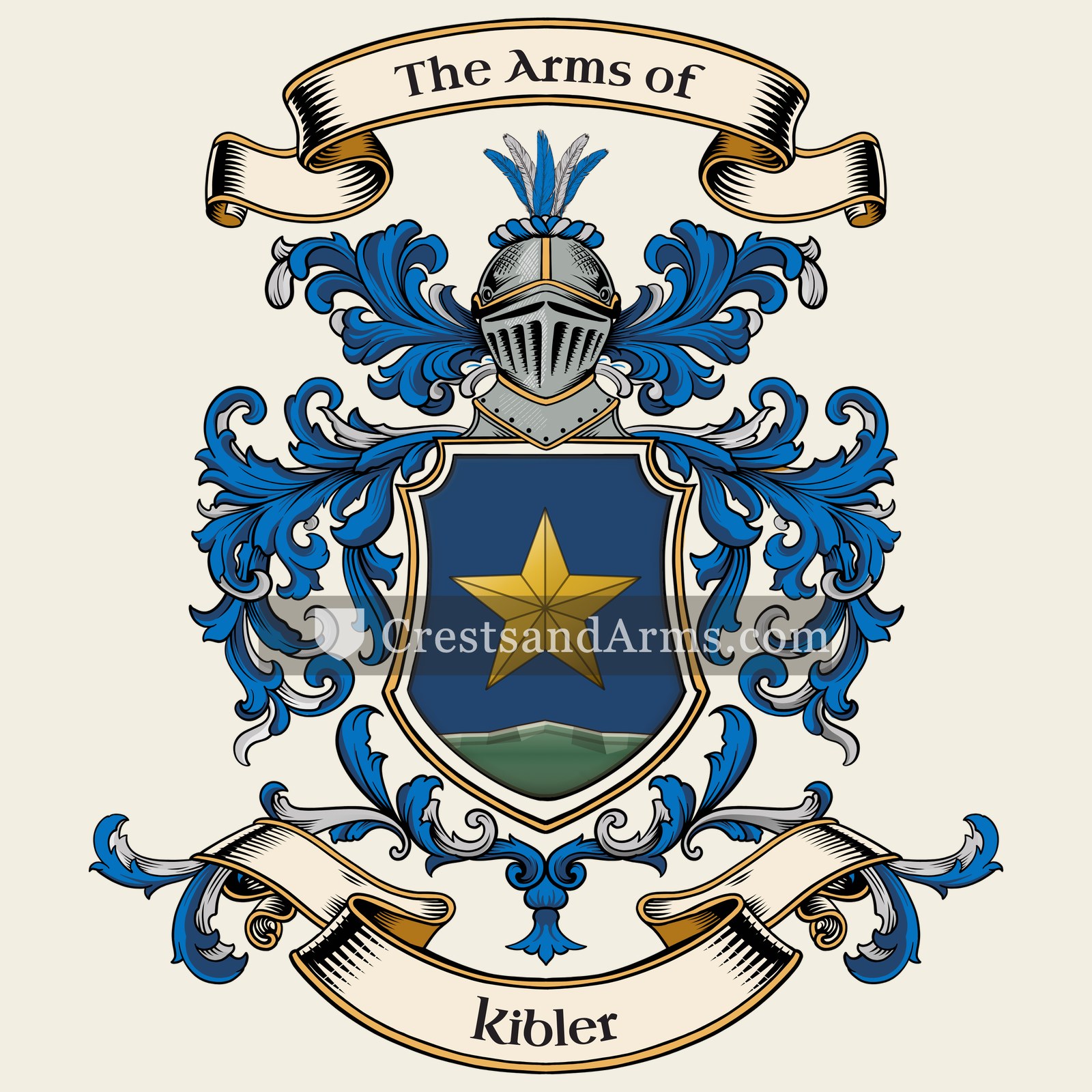 The Kibler coat of arms, drawn from the recorded blazon