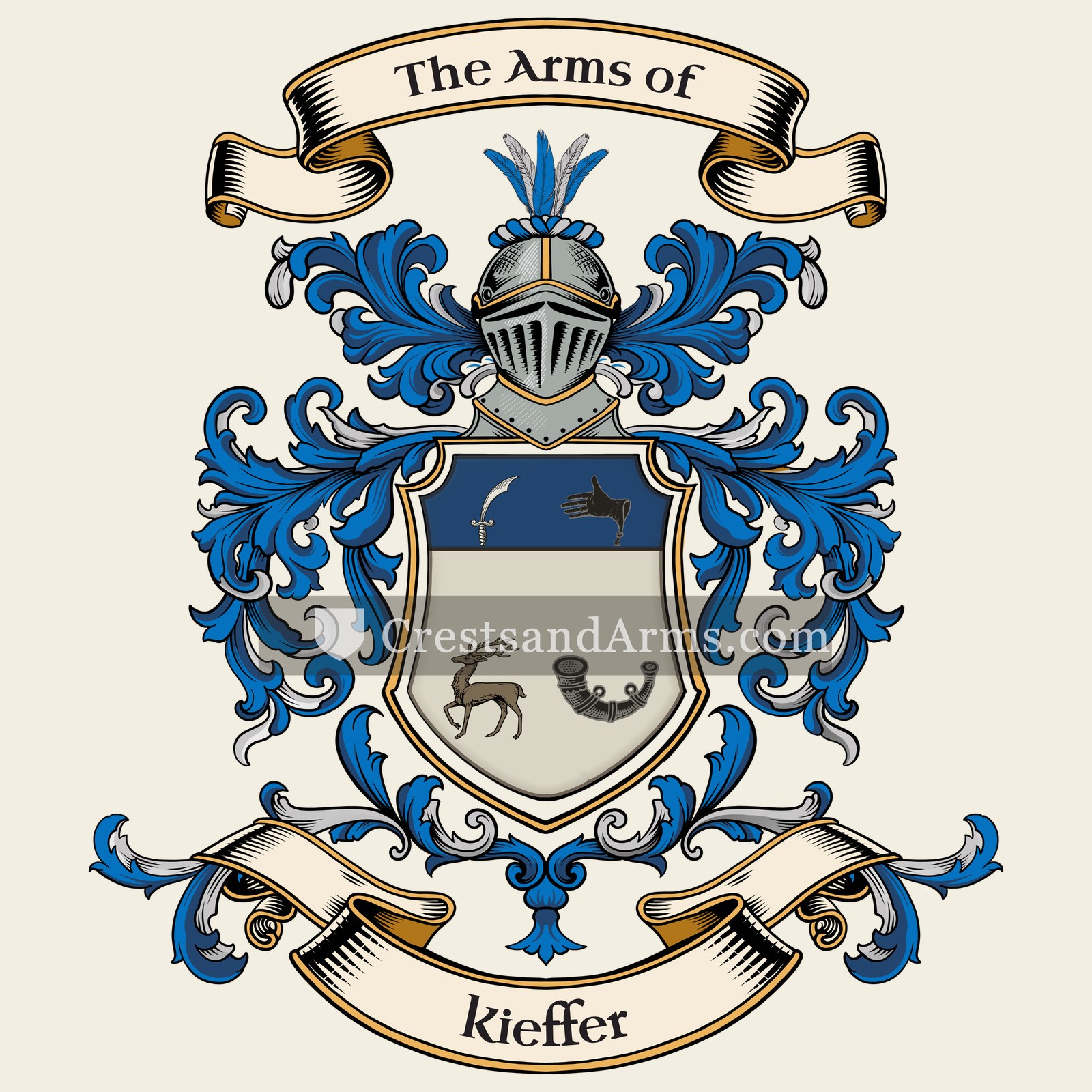 The Kieffer coat of arms, drawn from the recorded blazon