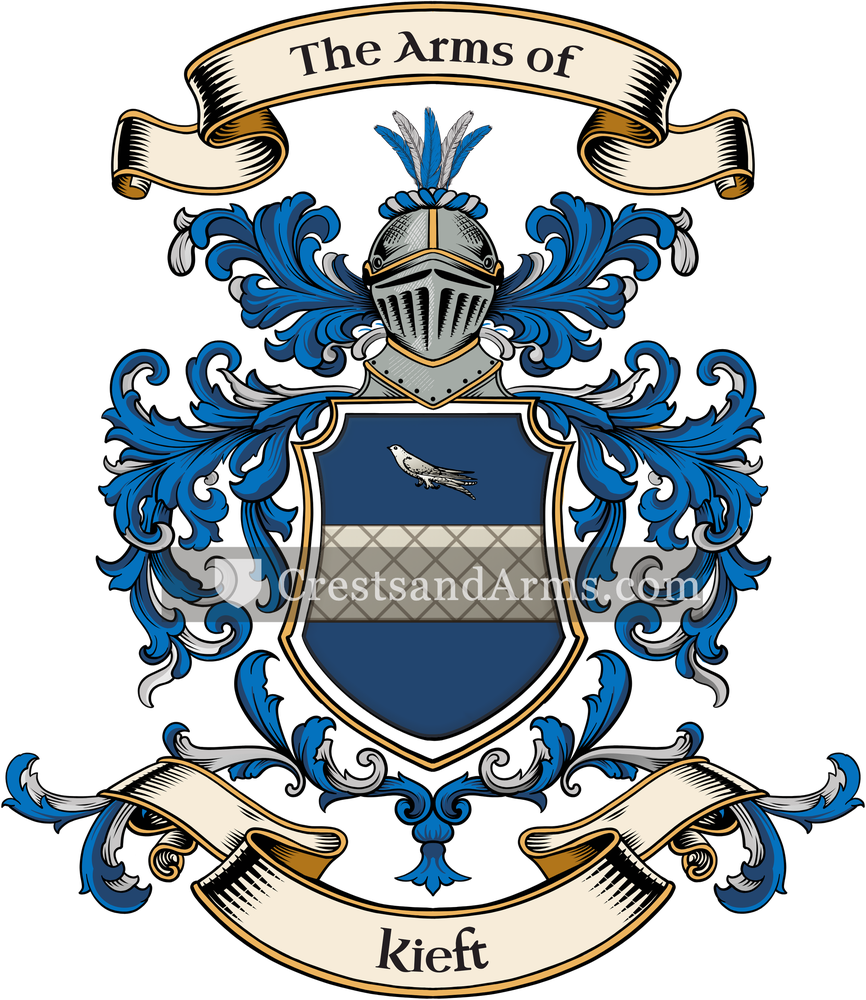 The Kieft coat of arms, drawn from the recorded blazon