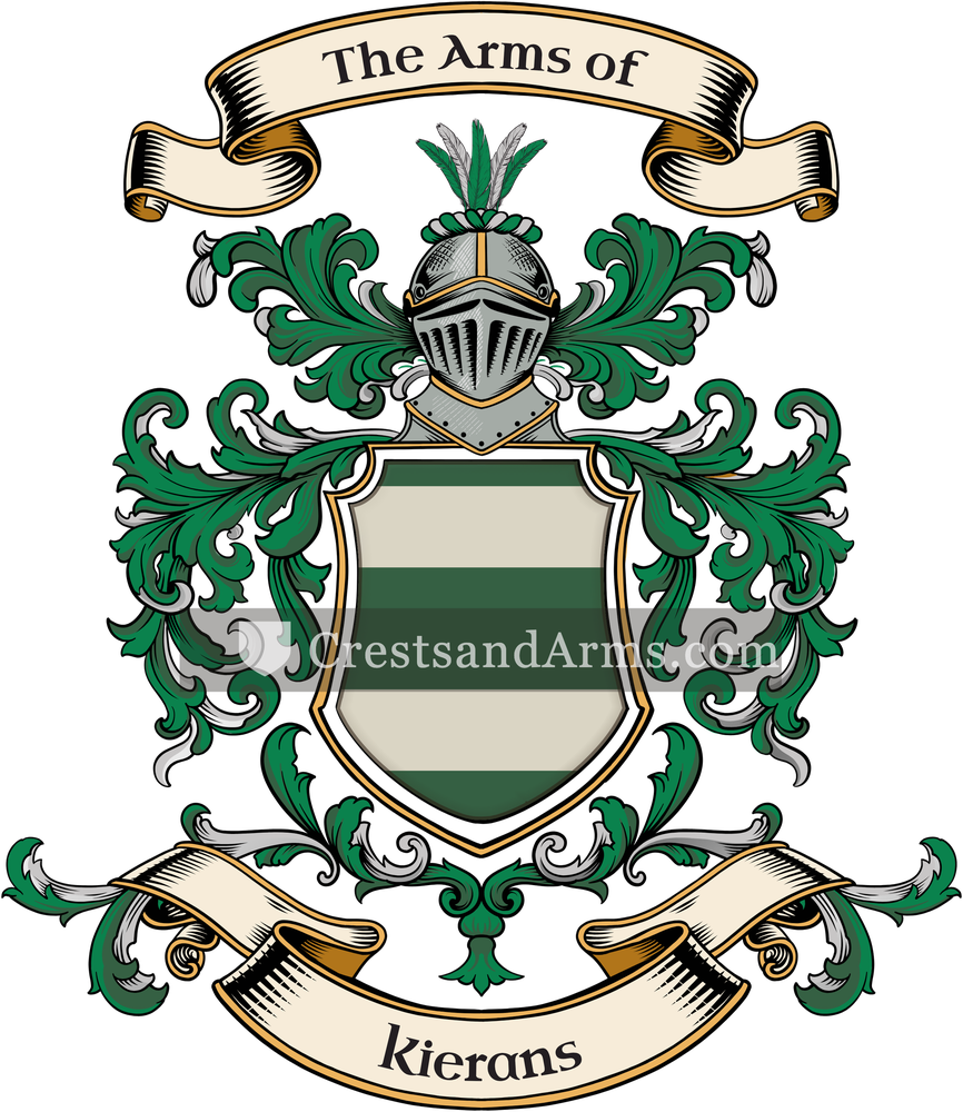 The Kierans coat of arms, drawn from the recorded blazon