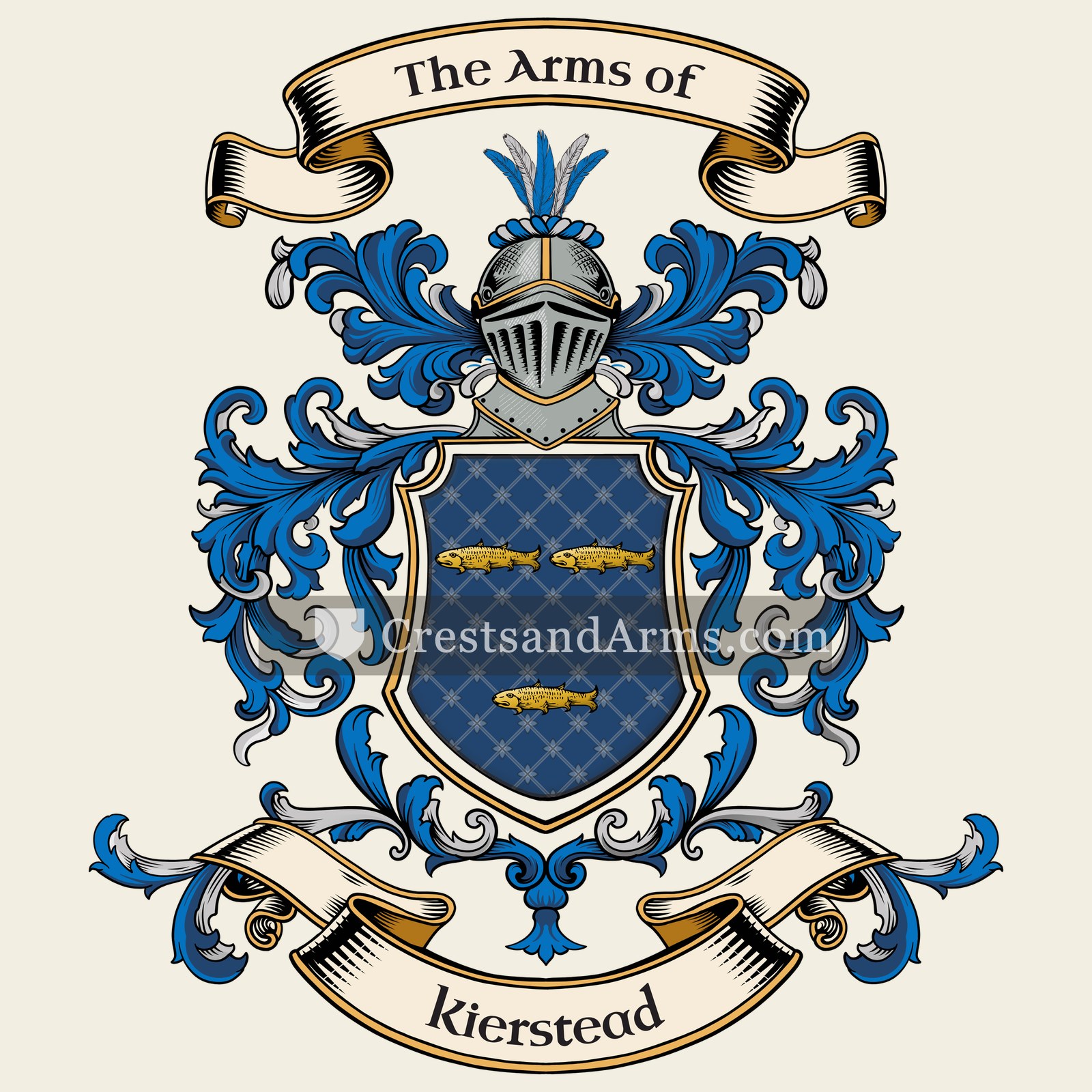 The Kierstead coat of arms, drawn from the recorded blazon
