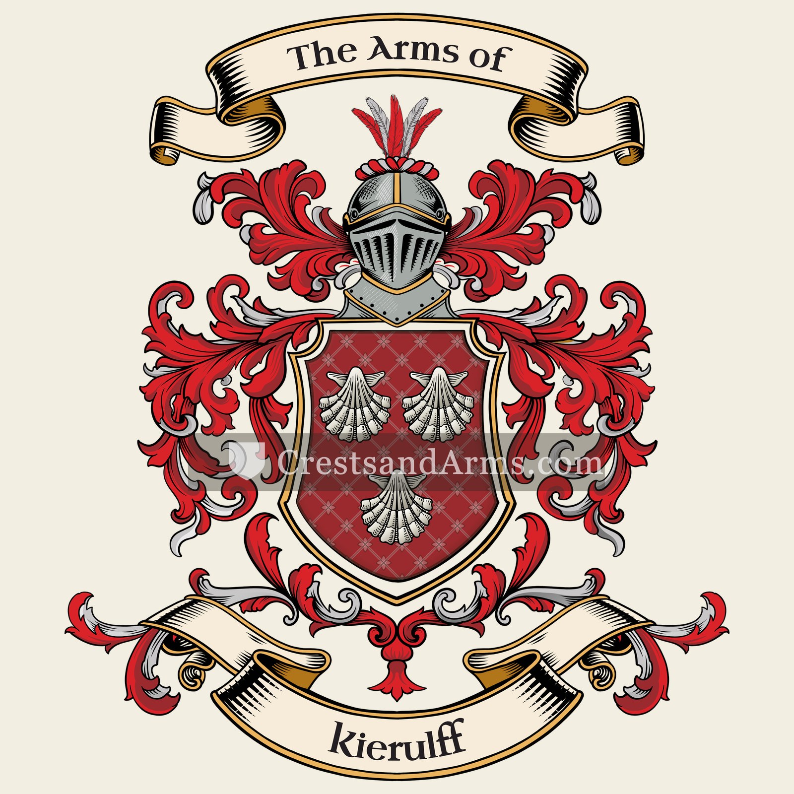 The Kierulff coat of arms, drawn from the recorded blazon