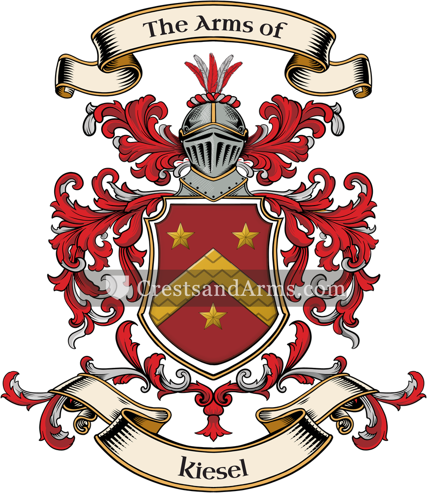 The Kiesel coat of arms, drawn from the recorded blazon