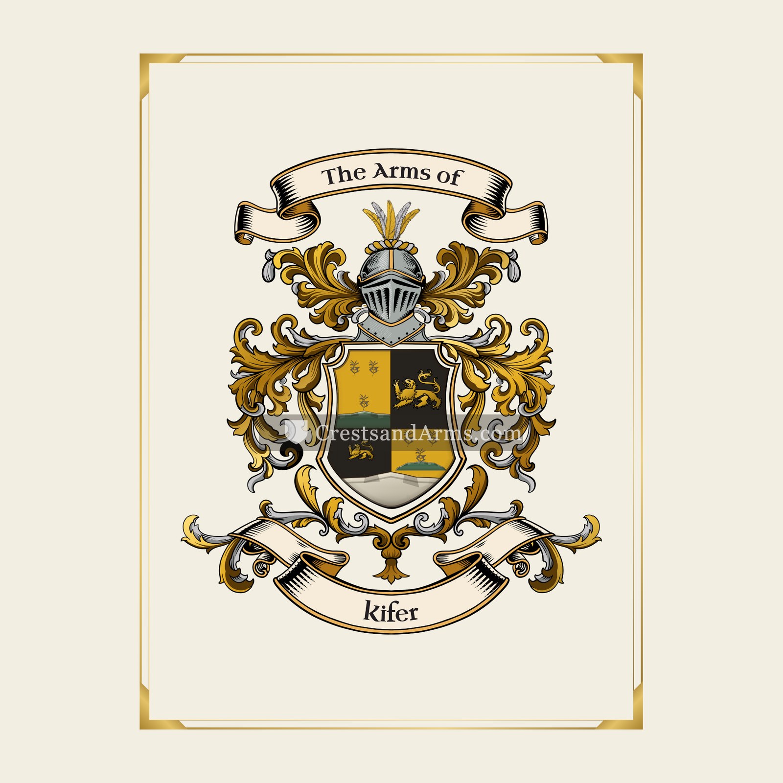 With gold border