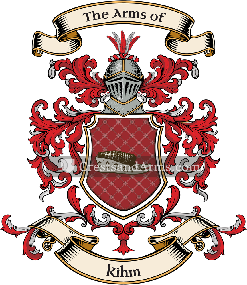 The Kihm coat of arms, drawn from the recorded blazon