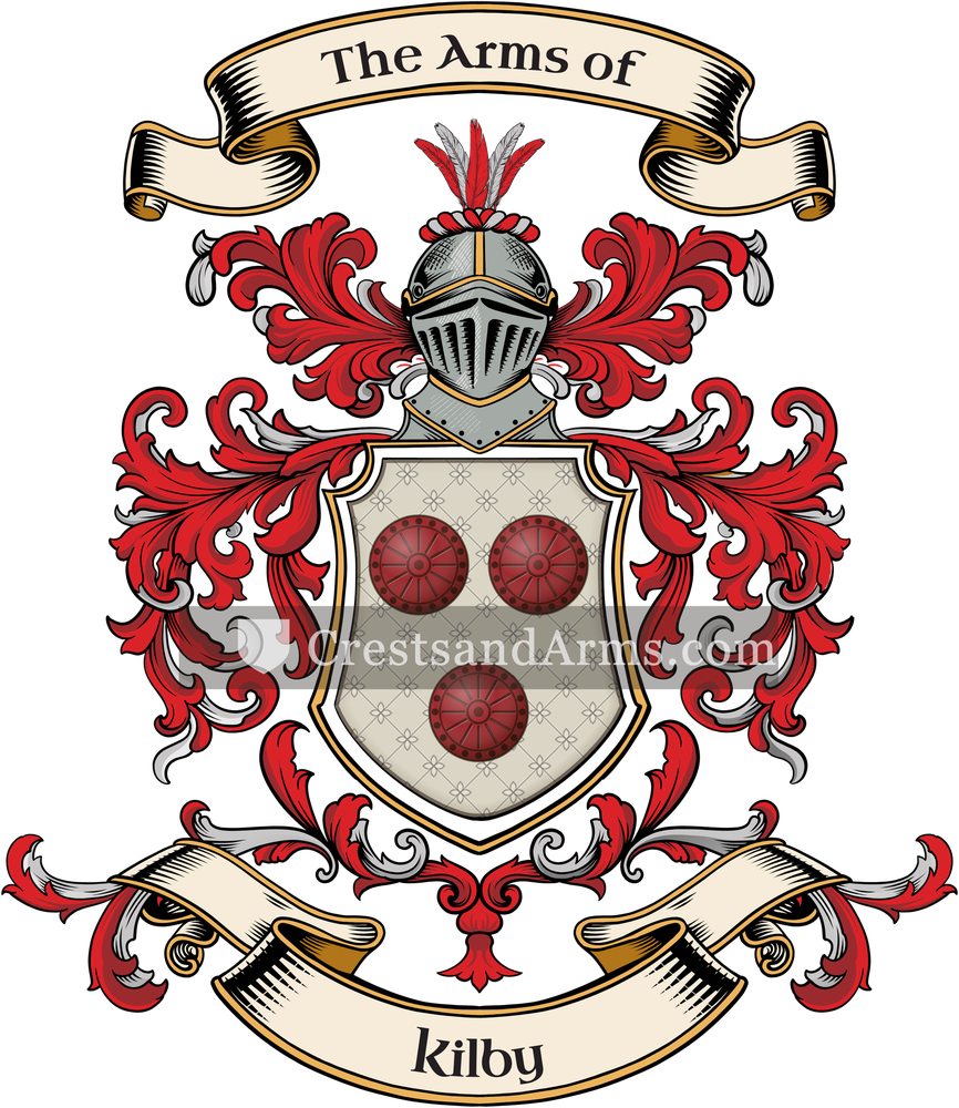 The Kilby coat of arms, drawn from the recorded blazon