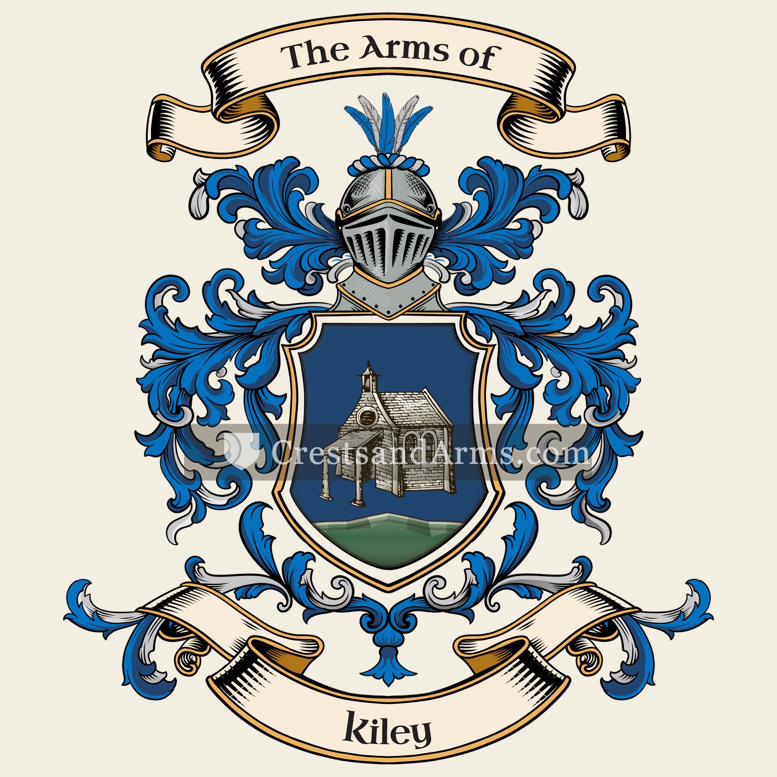 The Kiley coat of arms, drawn from the recorded blazon