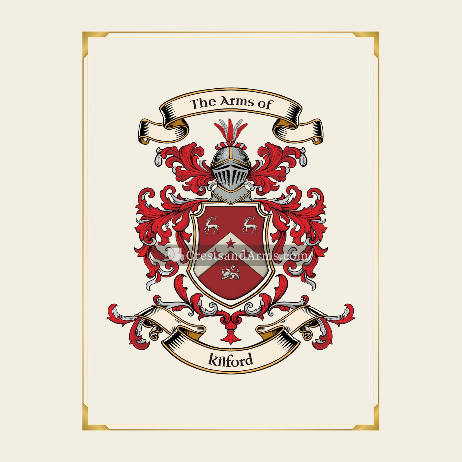 With gold border