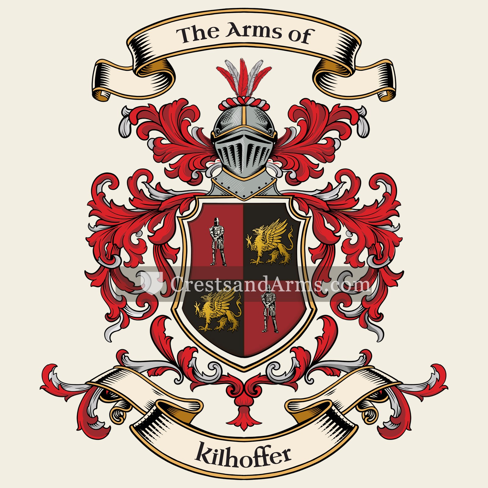 The Kilhoffer coat of arms, drawn from the recorded blazon