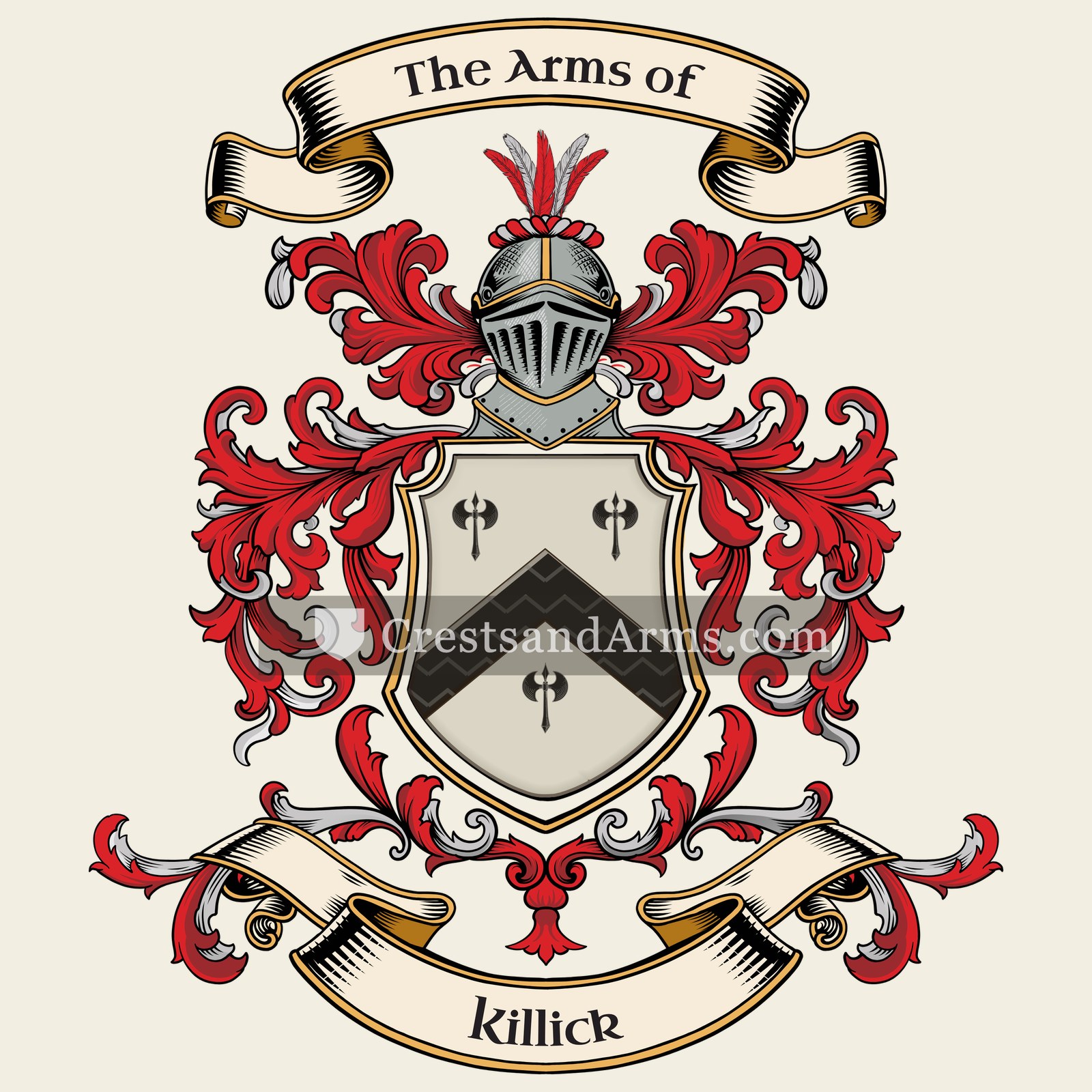 The Killick coat of arms, drawn from the recorded blazon
