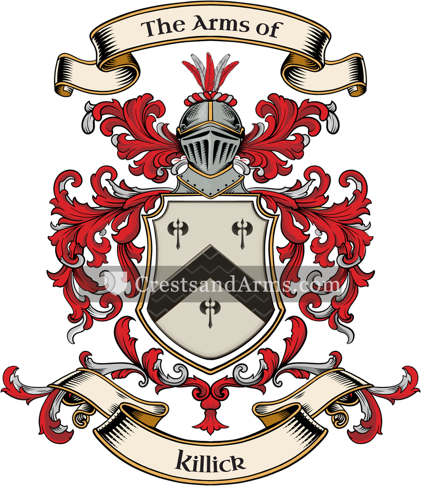 The Killick coat of arms, drawn from the recorded blazon