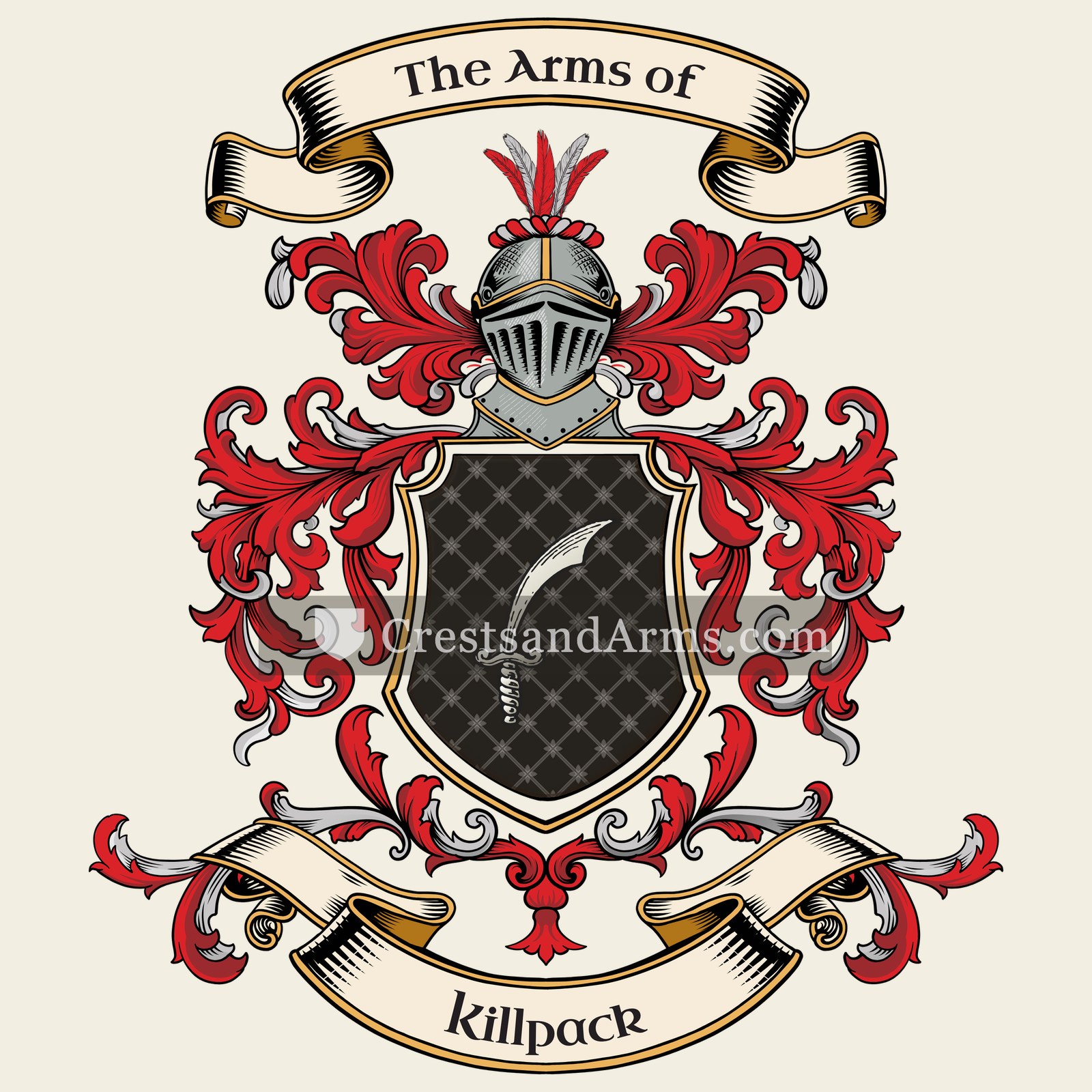 The Killpack coat of arms, drawn from the recorded blazon