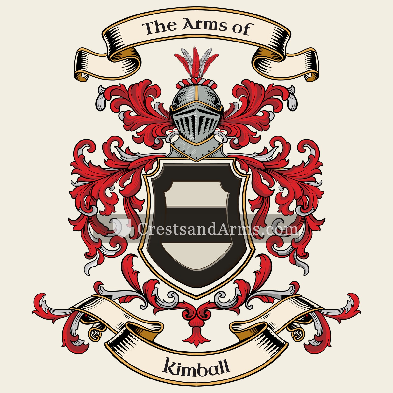 The Kimball coat of arms, drawn from the recorded blazon