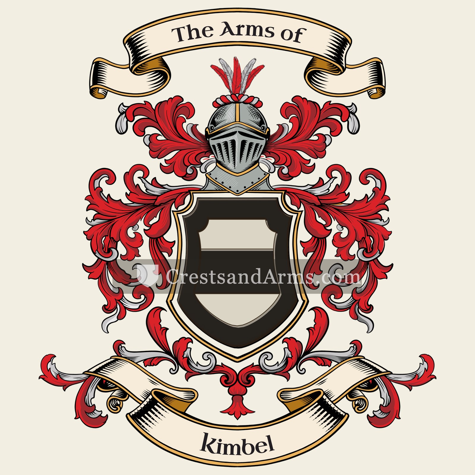 The Kimbel coat of arms, drawn from the recorded blazon