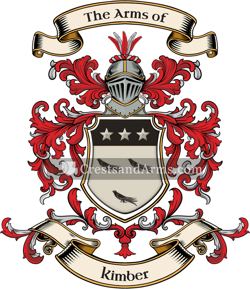 The Kimber coat of arms, drawn from the recorded blazon