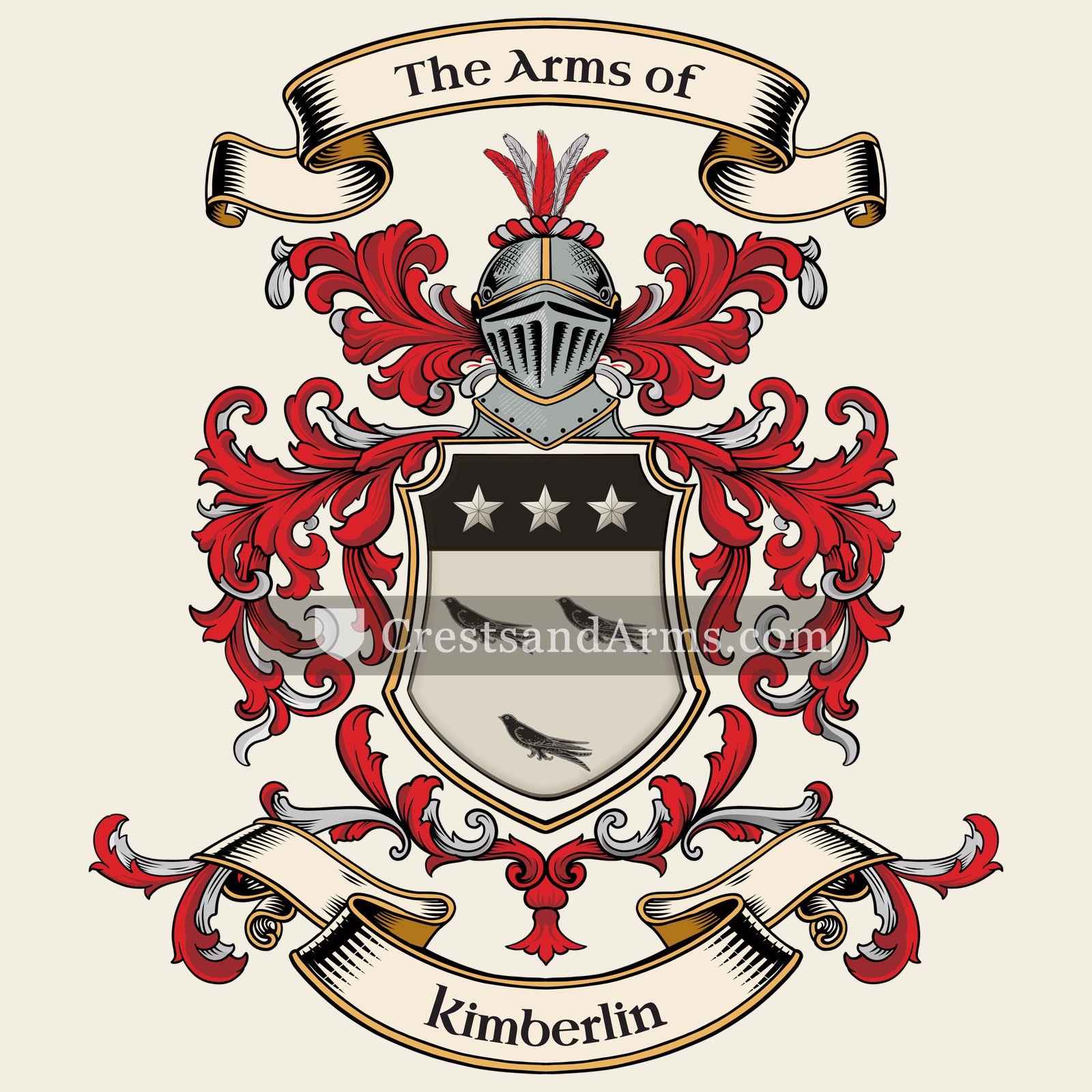 The Kimberlin coat of arms, drawn from the recorded blazon