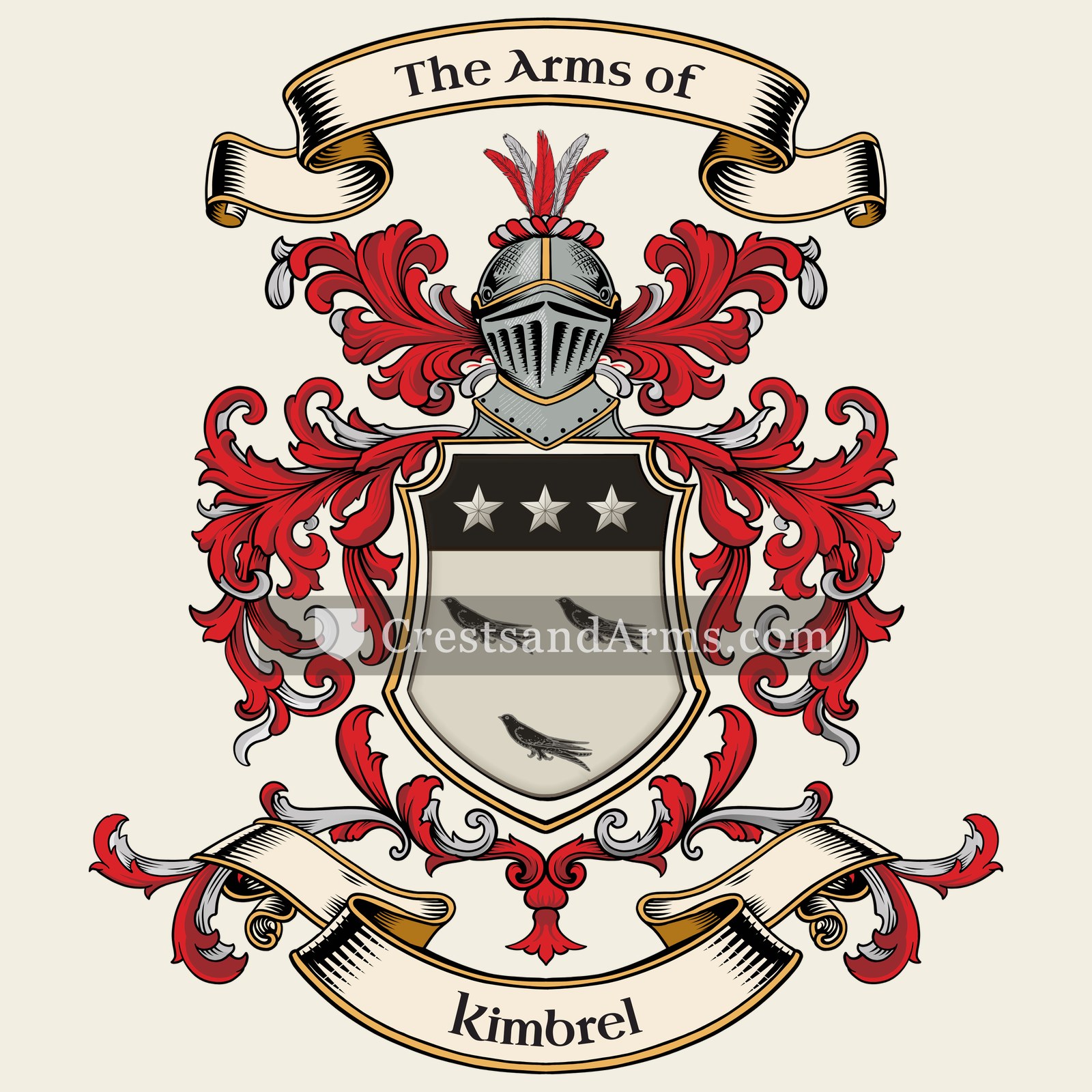 The Kimbrel coat of arms, drawn from the recorded blazon