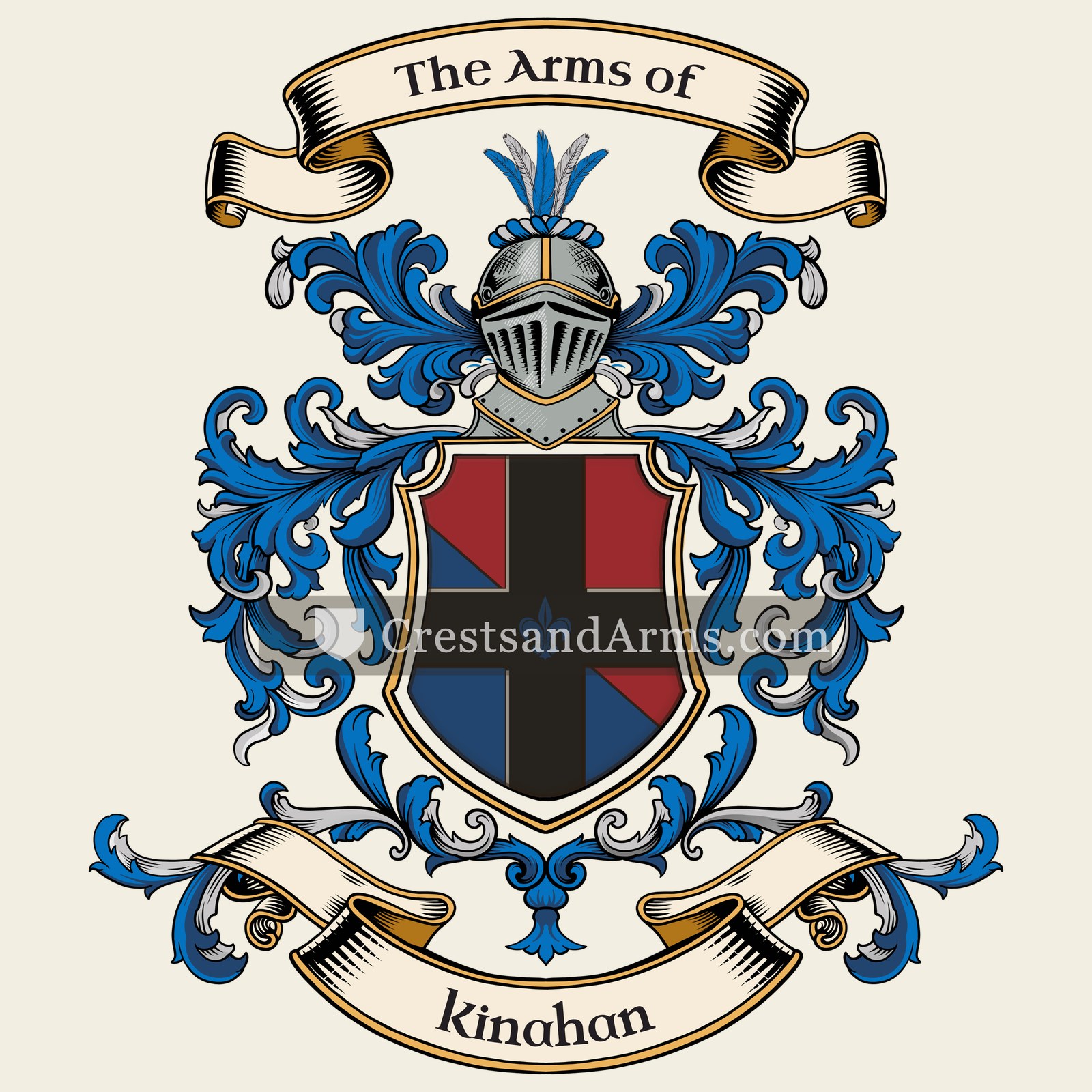 The Kinahan coat of arms, drawn from the recorded blazon
