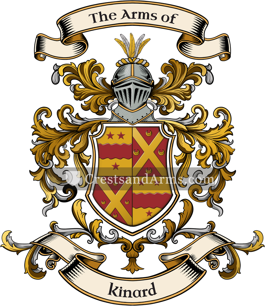 The Kinard coat of arms, drawn from the recorded blazon